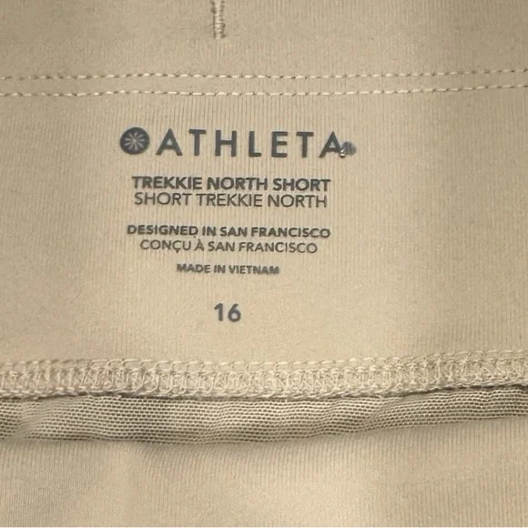 ATHLETA Trekkie North Short UPF Secure Pockets Tan Neutral NWT 16 - Picture 5 of 13